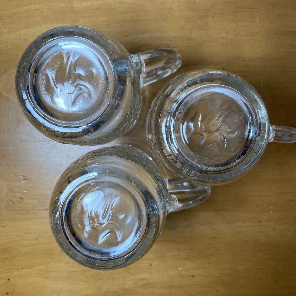Princess House Fantasia Mugs #516 Poinsettia Holiday Glass 9oz 4" Set Of 3 - Picture 7 of 11